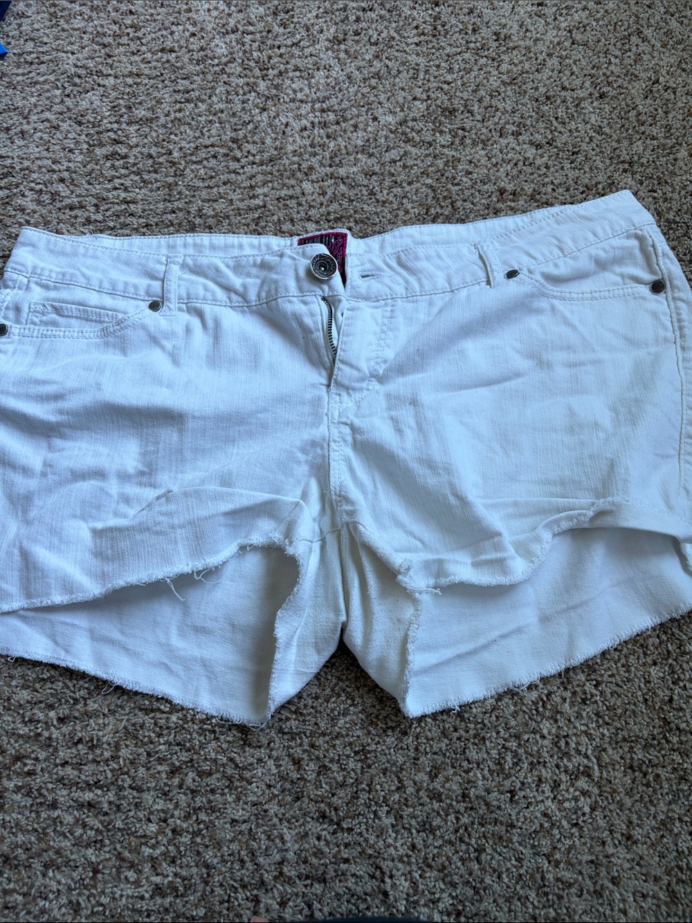 torrid White Frayed Hem Denim Shorts